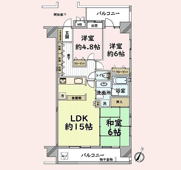 ダイアパレス京葉蘇我3(3LDK) 3階の間取り図