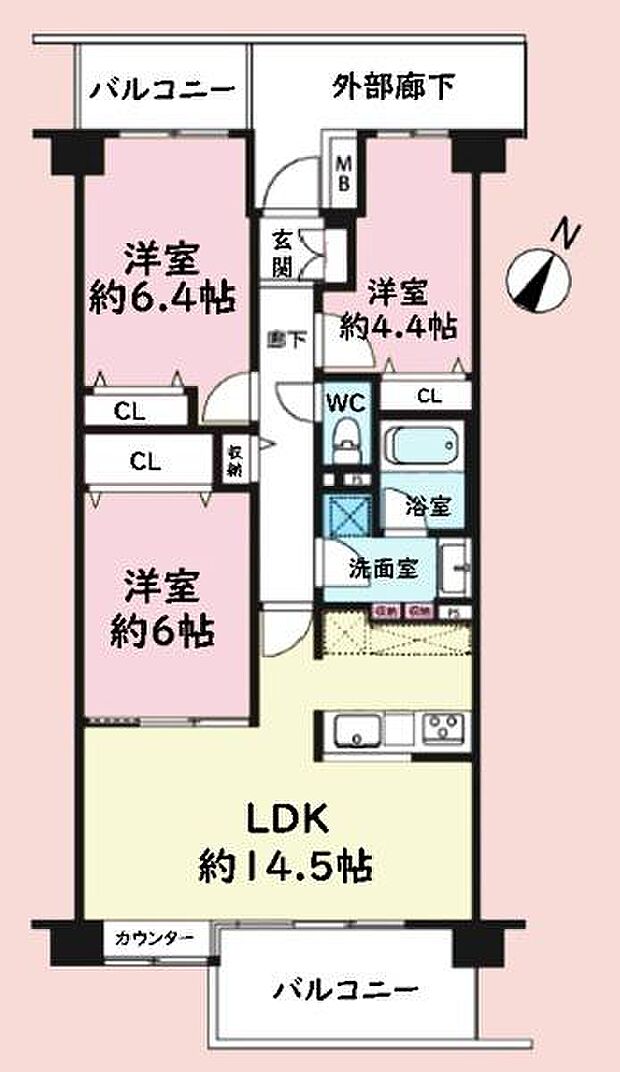 千葉みなとガーデンパーク(3LDK) 2階の間取り図