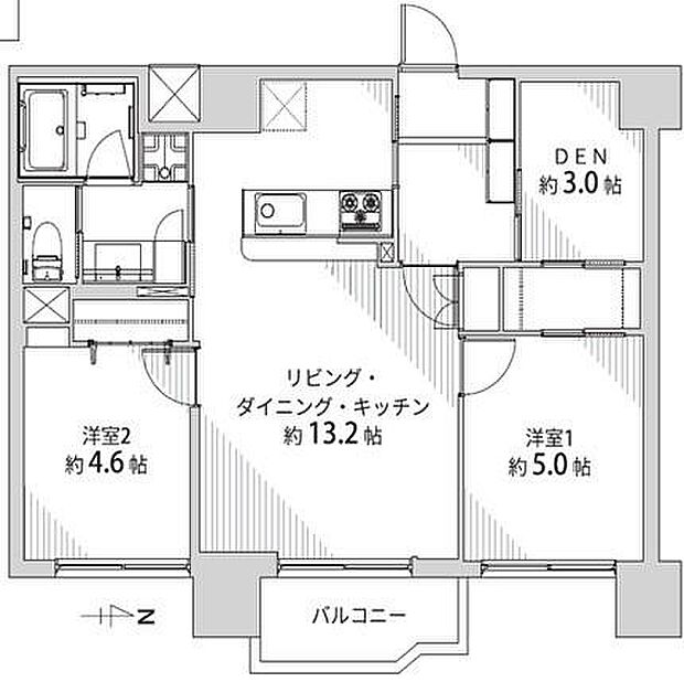 ダイアパレス武蔵小杉(2SLDK) 3階の間取り図