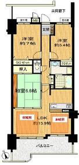 リベール加古川シティWEST(3LDK) 4階の間取り図