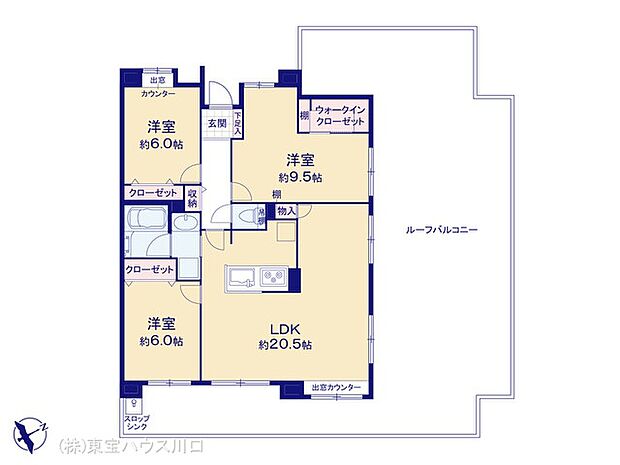 ダイアパレス川口新井宿(3LDK) 7階の間取り図