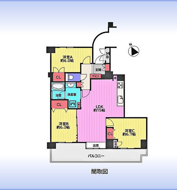 コスモ志木(3LDK) 8階の間取り図