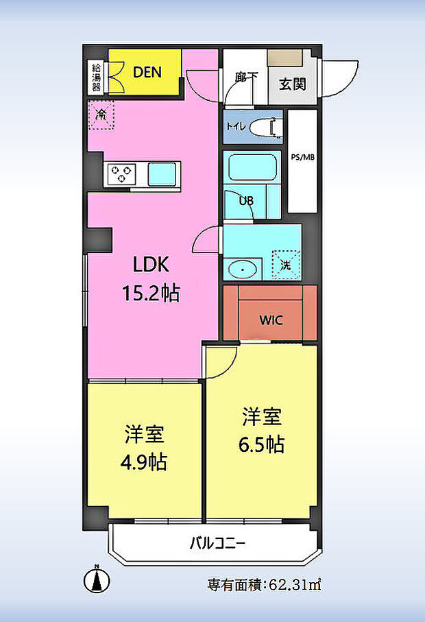 シャンボール西川口(2SLDK) 6階の間取り図
