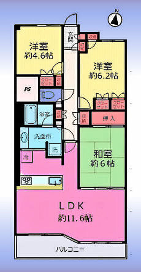 大宮シティタワー(3LDK) 2階の間取り図