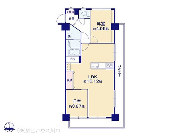 富士見台ファミリーマンション(2LDK) 6階の間取り図