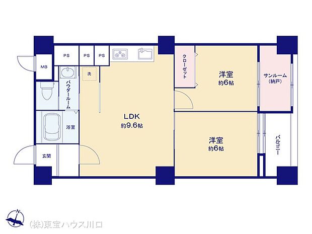 桜台ハイライズ(2DK) 6階の間取り図