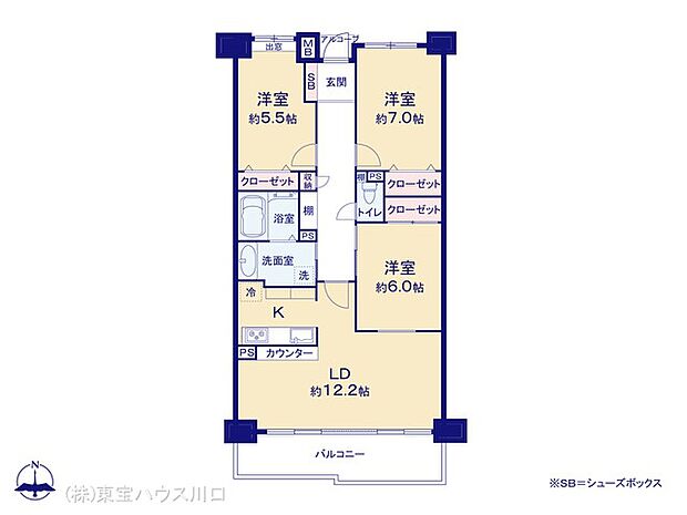 ネオハイツ中浦和(3LDK) 2階の間取り図