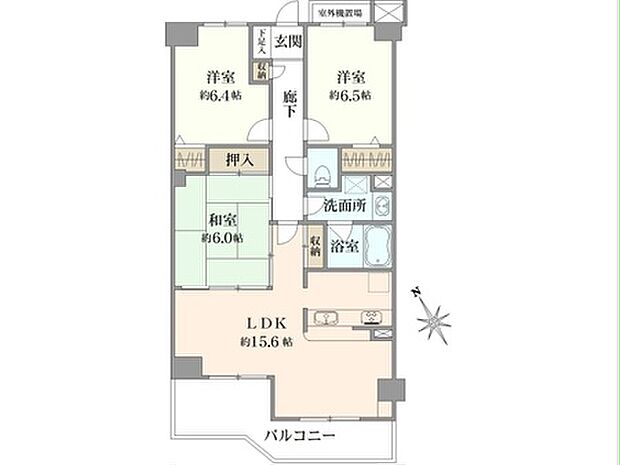 ニューイーストタワー船橋本町(3LDK) 3階/302の間取り図