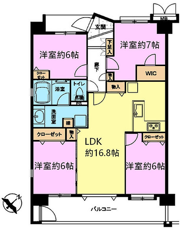 アルファグランデ八千代中央(4LDK) 5階の間取り図