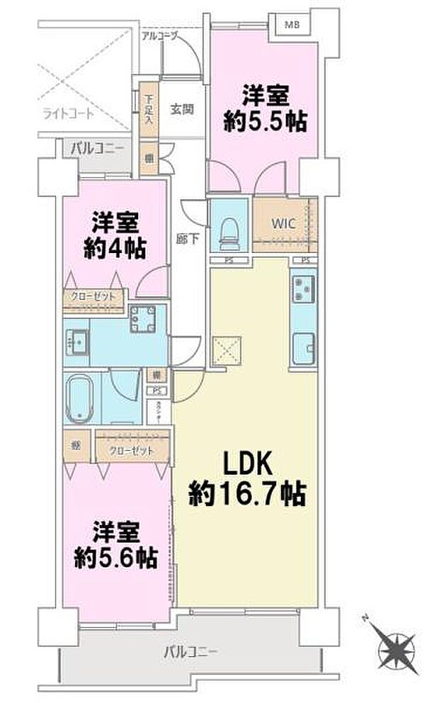 レールシティ津田沼(3LDK) 6階の間取り図