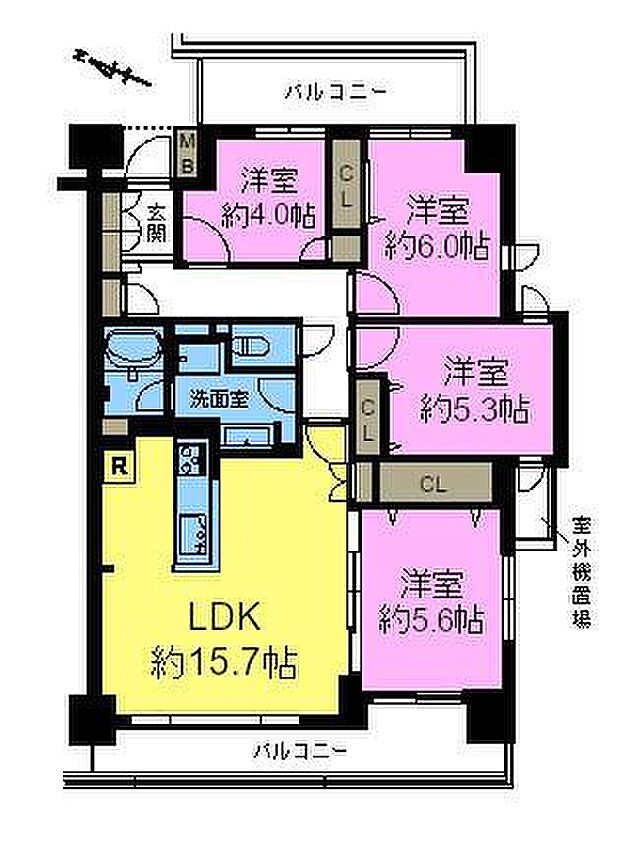 千葉寺パークホームズ(4LDK) 7階の間取り図