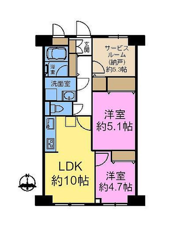 ライオンズガーデン津田沼(2SLDK) 5階の間取り図