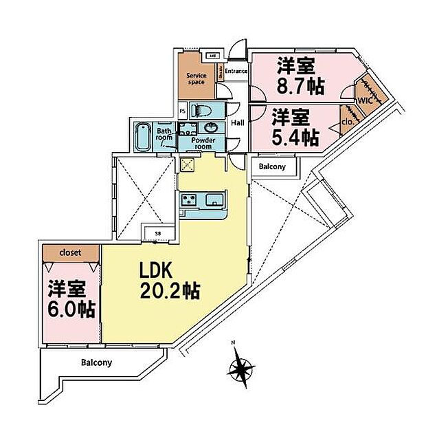 ダイアパレス志津(3SLDK) 3階の間取り図