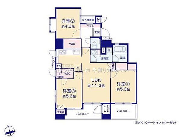 レガリアシティ船橋ガーデンコート(3LDK) 5階の間取り図