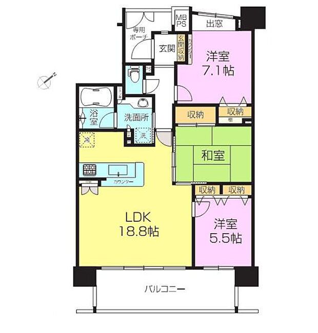 3LDKの魅力的な間取り！LDKはゆったりとした空間で、ご家族との団らん時間が、より一層充実したものになりますね！家族との仲が深まり、自然と笑顔が増えそうです！