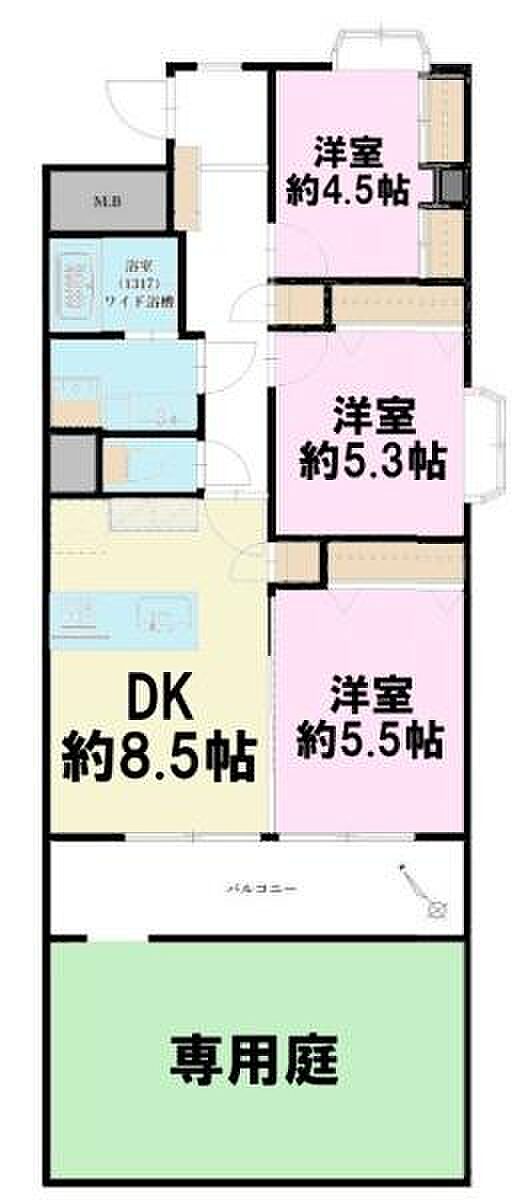 ファミール第一西船橋(3DK) 1階の間取り図