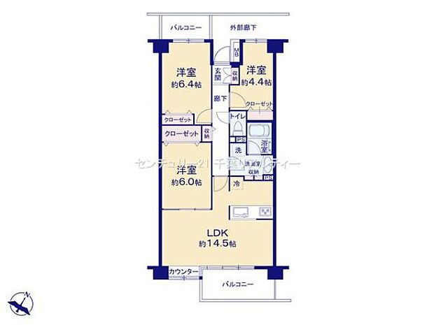 千葉みなとガーデンパーク(3LDK) 2階の間取り図