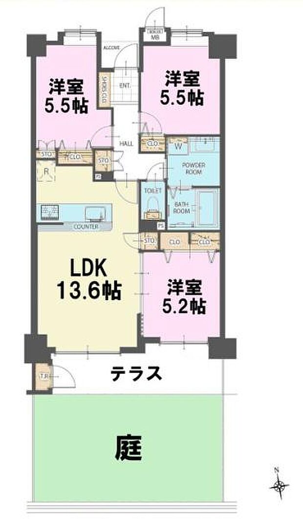 アルシオン西船橋(3LDK) 1階の間取り図