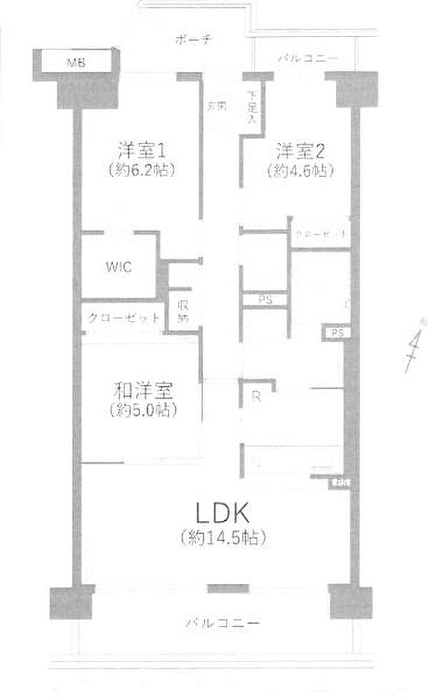 エステ・シティ船橋弐番館(3LDK) 2階の内観
