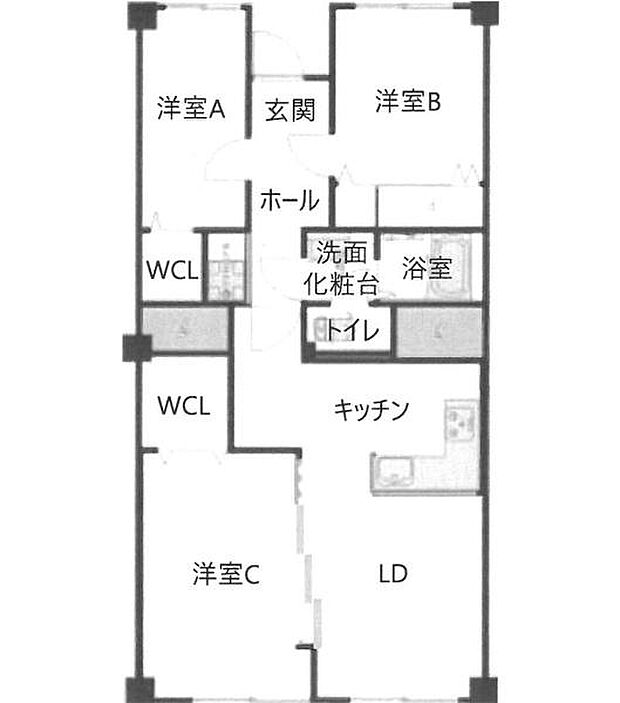 千葉ガーデンタウンＡ棟(3LDK) 14階の間取り図