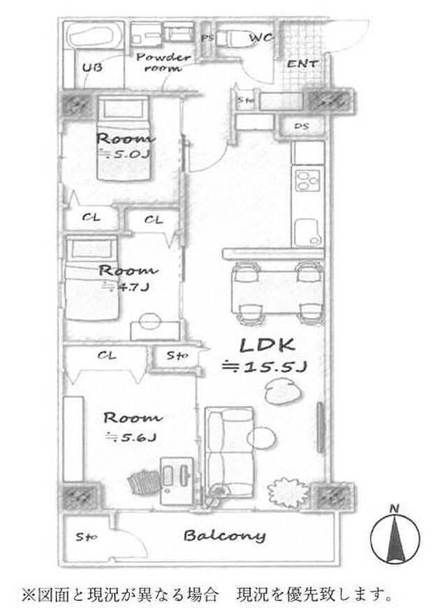 パークサイド船橋(3LDK) 9階の間取り図