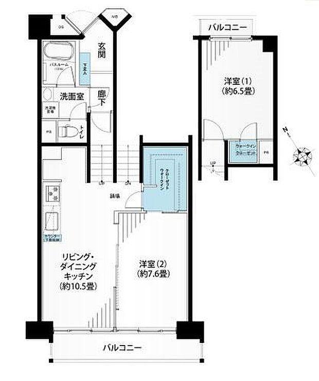 川崎河原町分譲共同ビル14号棟(2LDK) 10階の間取り図
