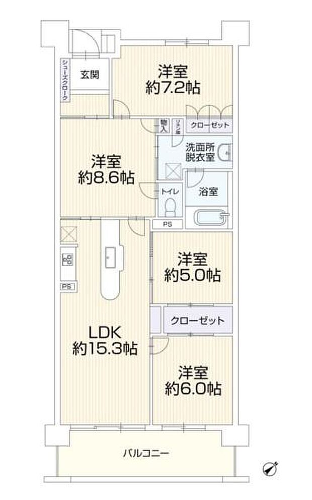 ライフレビュー川崎グリーンプレイス(4LDK) 7階の間取り図