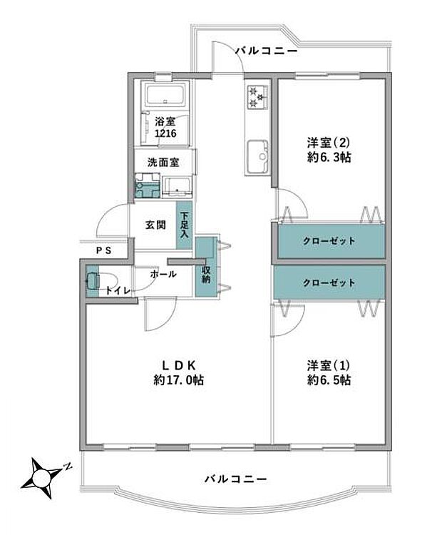 湘南辻堂アンコールマンション(2LDK) 5階の間取り図