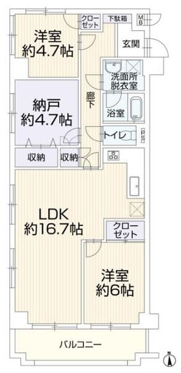 エンゼルハイム獅子ケ谷(2SLDK) 4階の間取り図
