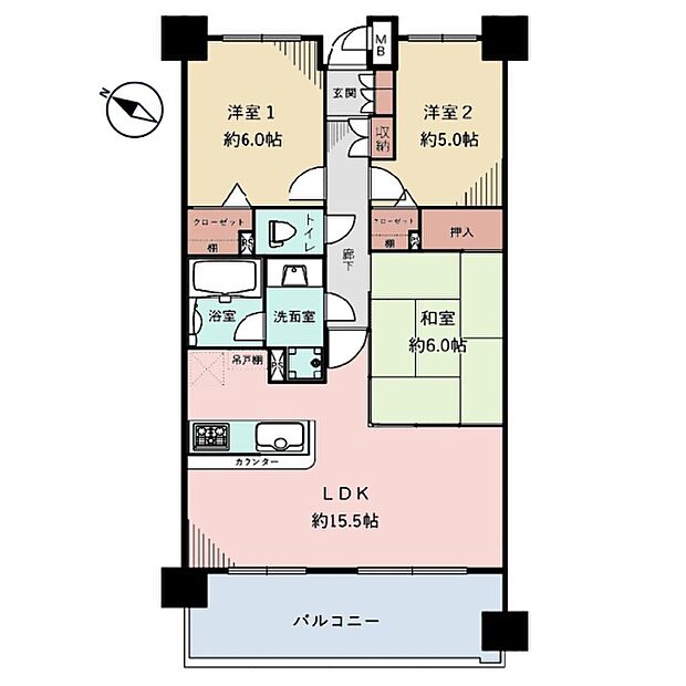 リステージ新杉田(3LDK) 5階の間取り図