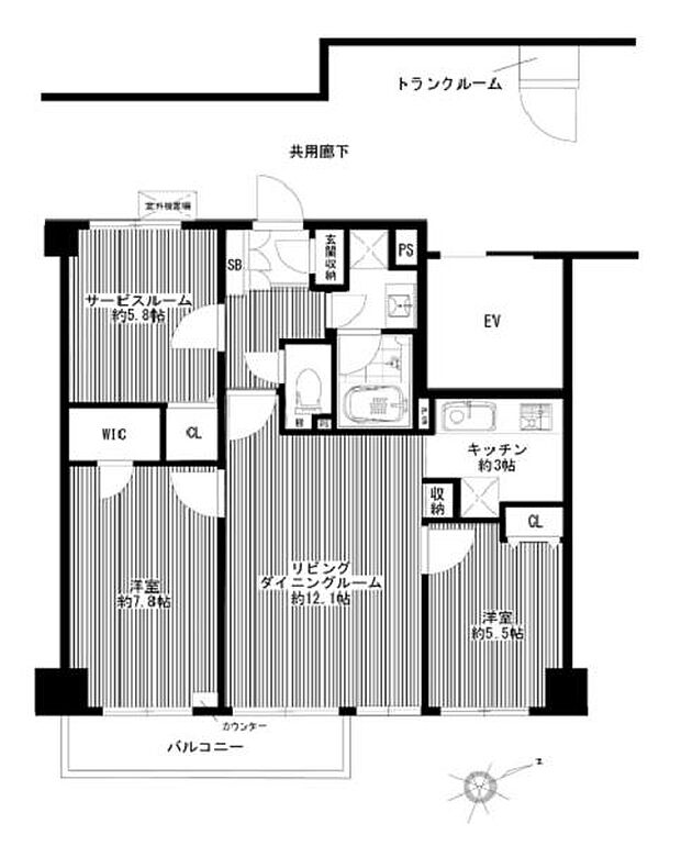 ガーデンホーム東寺尾ヒルズ(2SLDK) 4階の間取り図