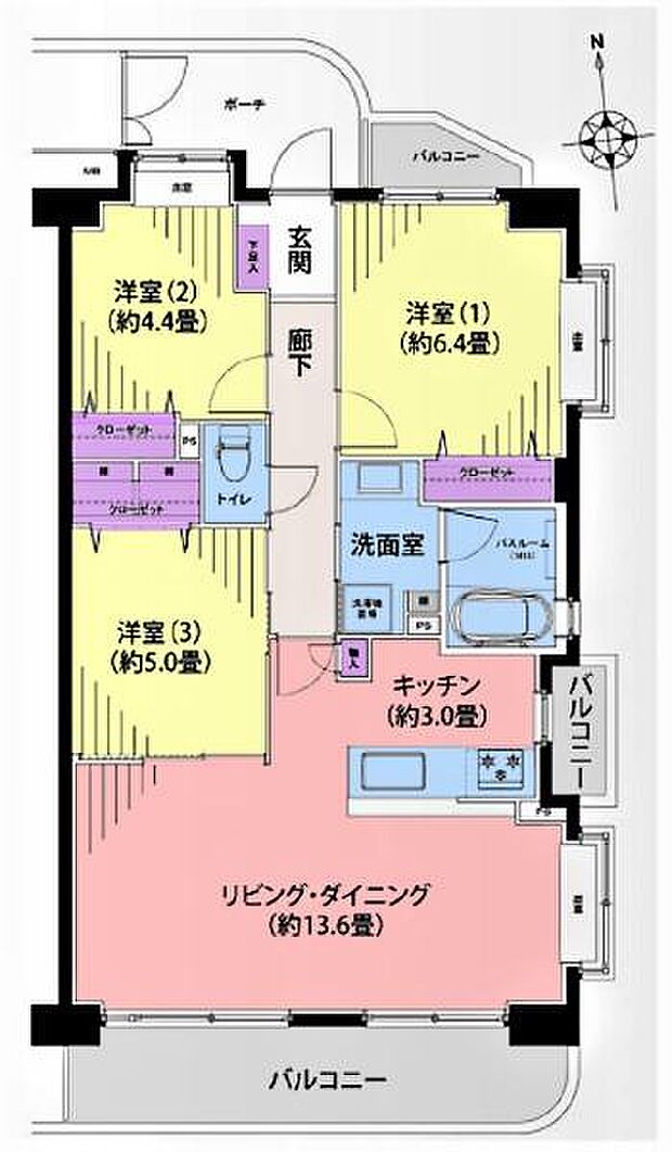 クリオ戸塚六番館(3LDK) 6階の内観