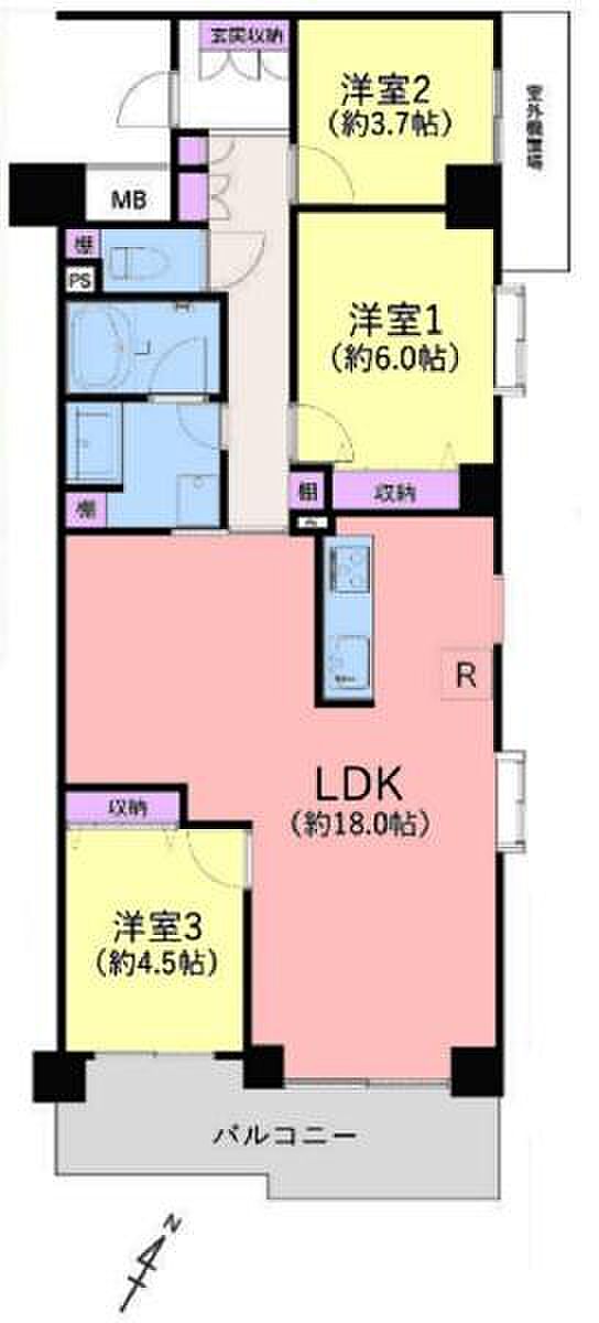 シティクレスト東戸塚(3LDK) 5階の間取り図