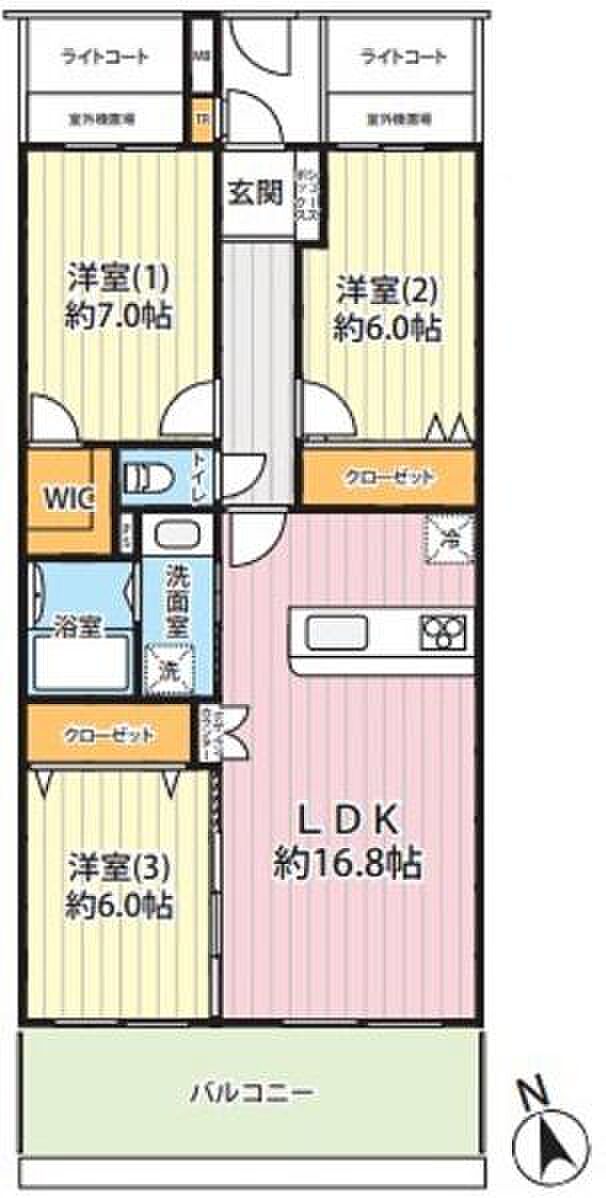 コープ鎌倉(3LDK) 4階の間取り図