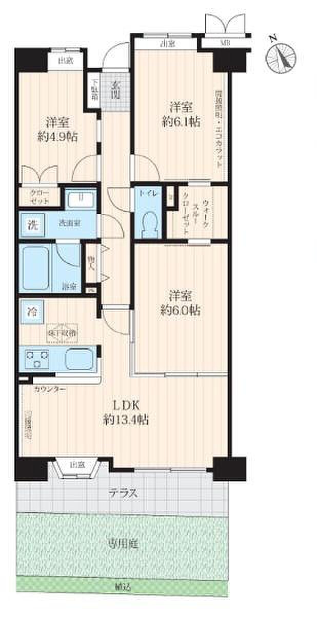 ライオンズヒルズたまプラーザ(3LDK) 1階の間取り図