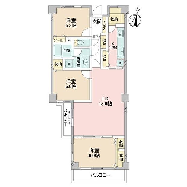 ファミネス宮崎台(3LDK) 2階の内観