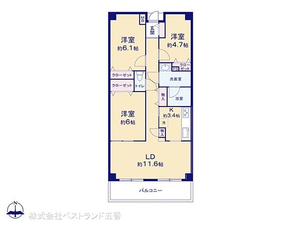 ファミール野田(3LDK) 2階の間取り図