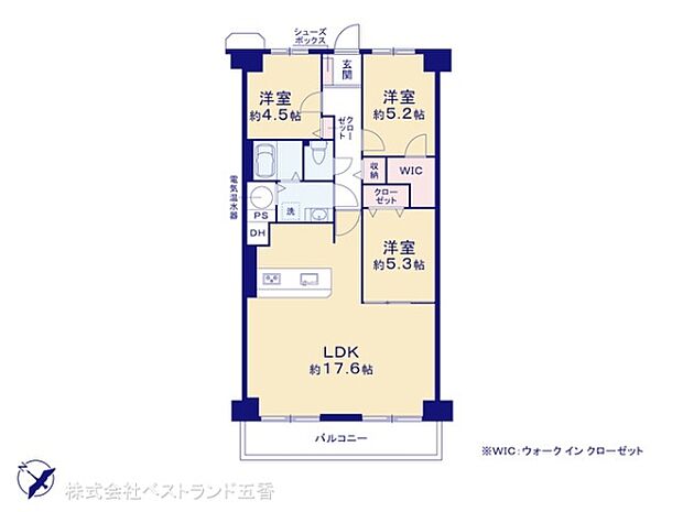 ローズハイツ船橋馬込沢(3LDK) 3階の間取り図