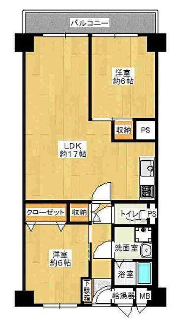 日商岩井京橋ハイツ(2LDK) 8階の間取り図