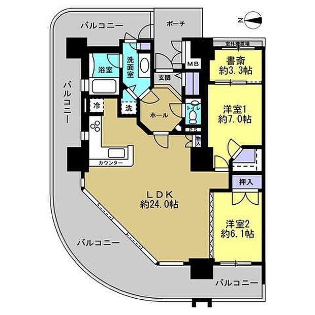 和歌山マリーナシティシエルヴィータ(2SLDK) 13階の内観
