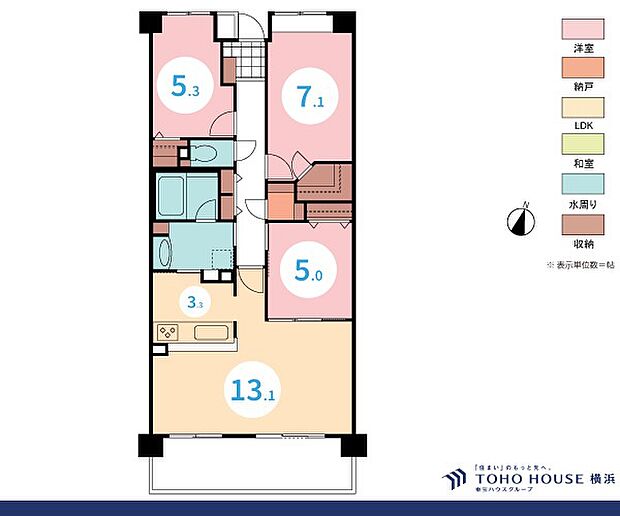 横浜西谷パークホームズ(3LDK) 5階の間取り図