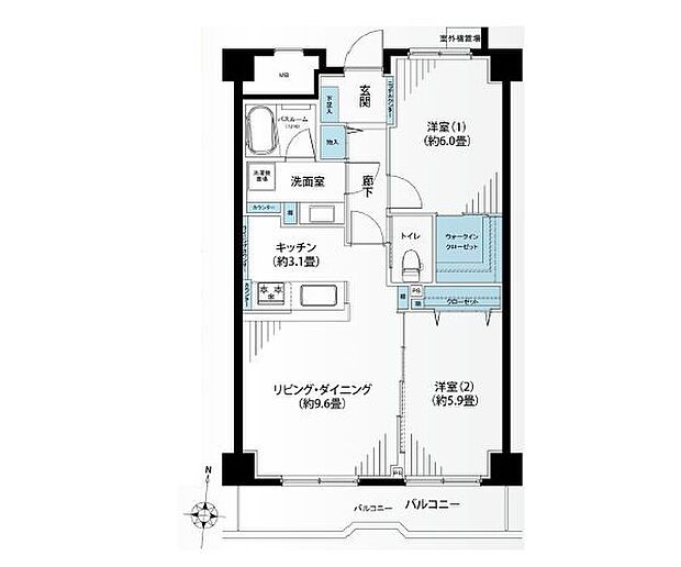湘南平塚スカイマンション(2LDK) 7階の内観