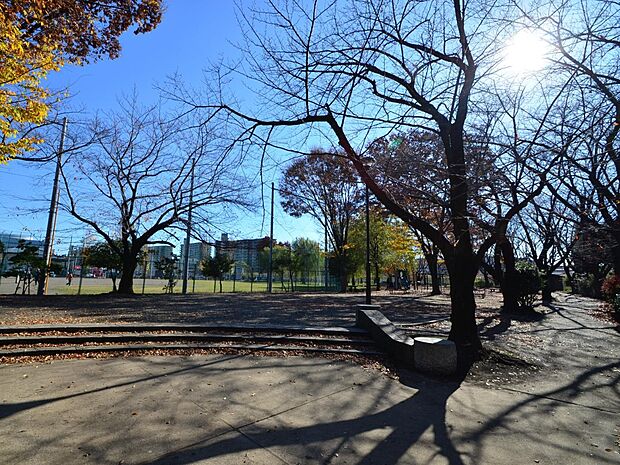 佐江戸公園　650m　鶴見川近くの広い多目的広場のある公園です。春には桜がきれいに咲き、お花見も楽しめます。 
