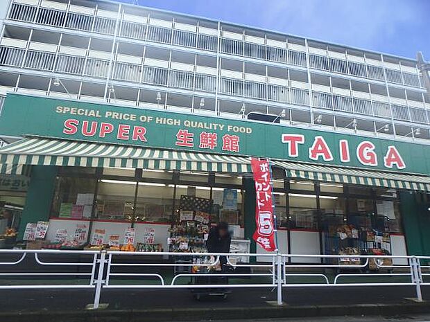 スーパーTAIGA永田店　1000m　朝10時〜夜10時まで営業のスーパー。毎週日曜日は朝9時〜11時まで朝市を開催。 