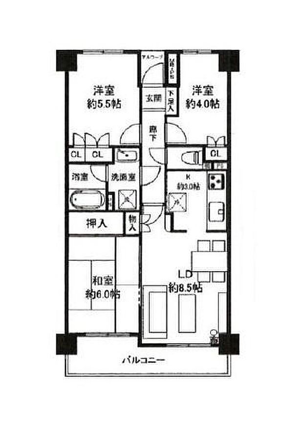川口本町パーク・ホームズ(3LDK) 12階の間取り図