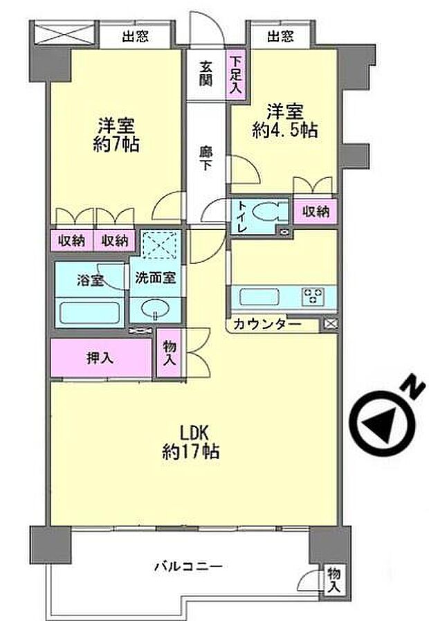クリオ新横浜弐番館(2LDK) 2階の間取り図