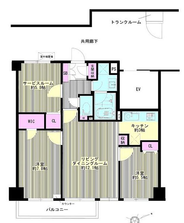 ガーデンホーム東寺尾ヒルズ(2SLDK) 4階の間取り図