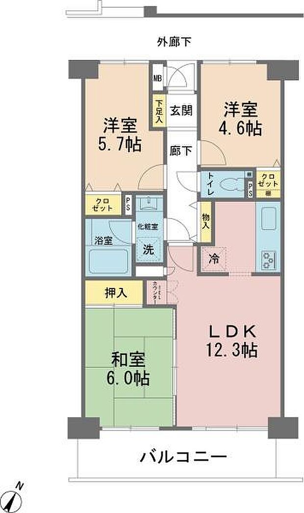 LDKは12帖超の3LDK！南東向きにつき陽当たり良好！全居室収納スペースがあり、収納豊富な間取りです！