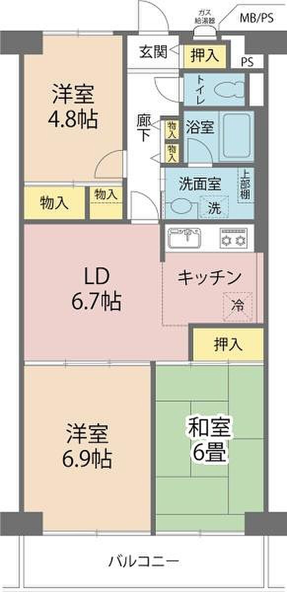 戸田第一スカイハイツ(3LDK) 4階の間取り図