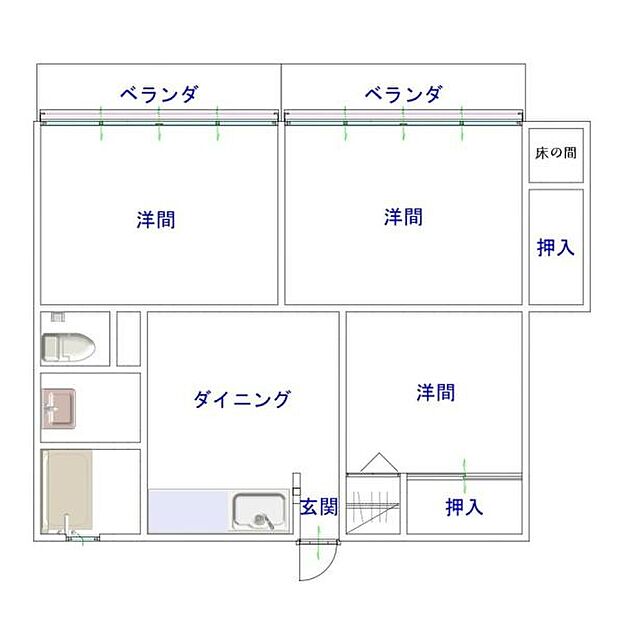 大塚レストハイツ(3DK) 2階の内観